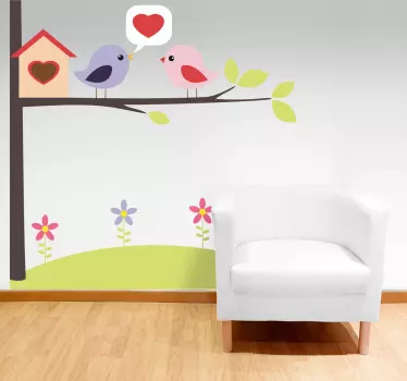 Vinilo decorativo pájaros enamorados - TenVinilo