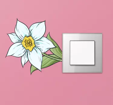 Vinilo decorativo para interruptor de flores de narciso - TenVinilo