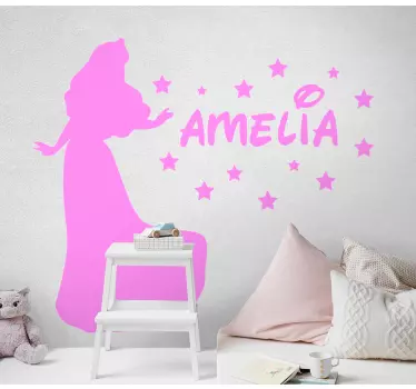 Vinilo decorativo personalizable Pequeña princesa con estrellas - TenVinilo