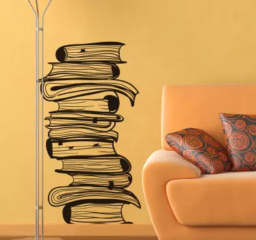 Vinilo decorativo pila de libros - TenVinilo