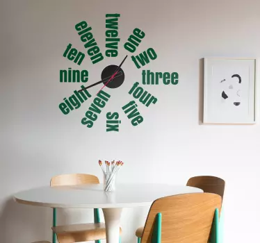Vinilo decorativo reloj números en inglés - TenVinilo