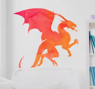 Vinilo decorativo silueta dragón color cálido - TenVinilo