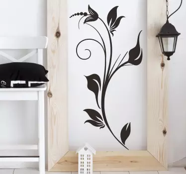 Vinilo pared dormitorio flor tallo planta elegante - TenVinilo