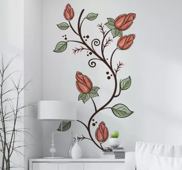 Vinilo decorativos flores tallo fino - TenVinilo