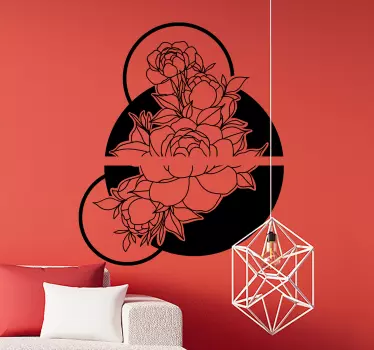 Vinilo flores diseño circular monocromático. - TenVinilo