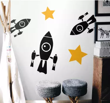 Vinilo espacio composición de estrellas cohete - TenVinilo