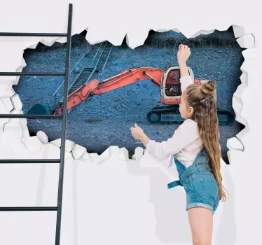 Vinilo 3D construcción de excavadoras - TenVinilo