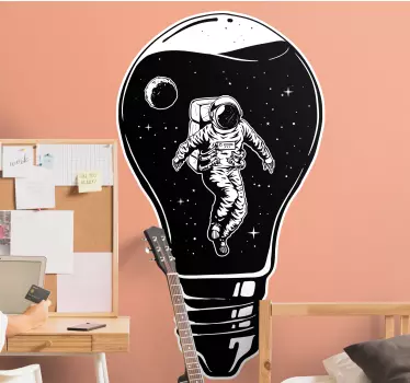 Vinilo espacio astronauta en bombilla - TenVinilo
