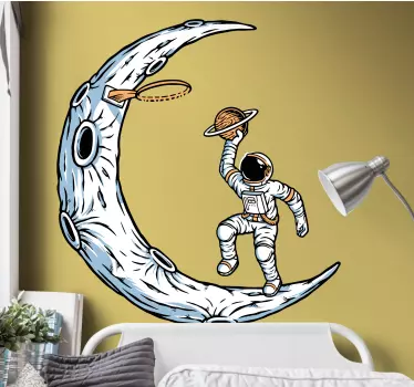 Vinilo espacio astronauta sosteniendo un planeta - TenVinilo