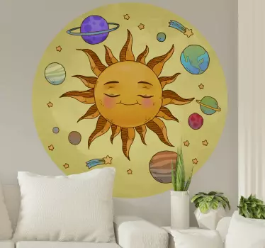 Vinilo espacio ilustración del sol sonriente - TenVinilo