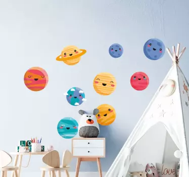 Vinilo espacio personajes del planeta feliz - TenVinilo