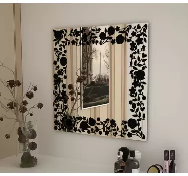 Vinilo floral para espejos cuadrados - TenVinilo