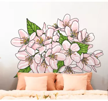 Vinilo flores arreglo floral en tono rosa - TenVinilo