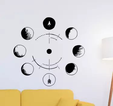 Vinilo galaxia dibujo de fases lunares - TenVinilo