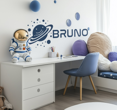 Vinilo espacio planeta y nombre personalizado - TenVinilo