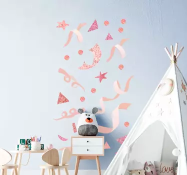 Vinilo habitación bebé gráficos pastel divertidos - TenVinilo