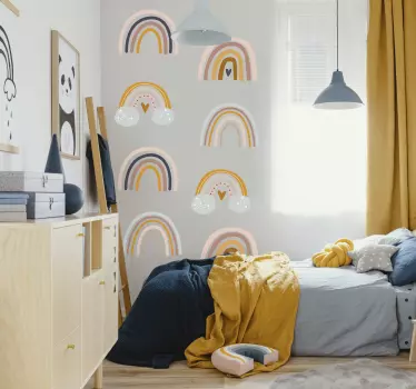 Vinilo dormitorio infantil arco iris bohemio - TenVinilo