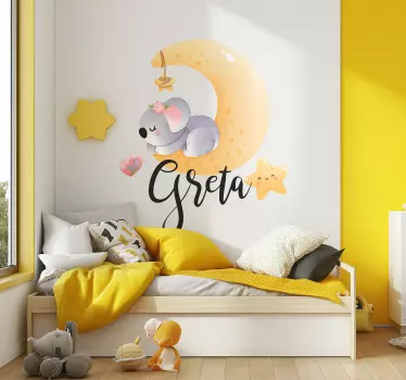 Vinilo dormitorio infantil koala en la luna - TenVinilo