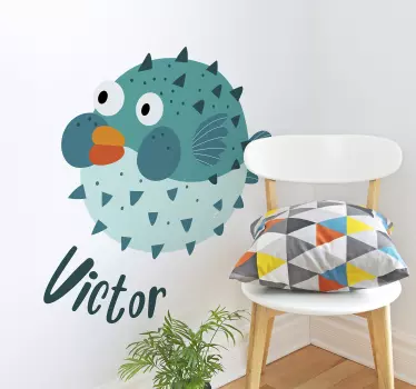 Vinilo pared pez globo - TenVinilo