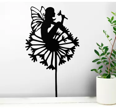 Vinilo hada sentada en flor - TenVinilo