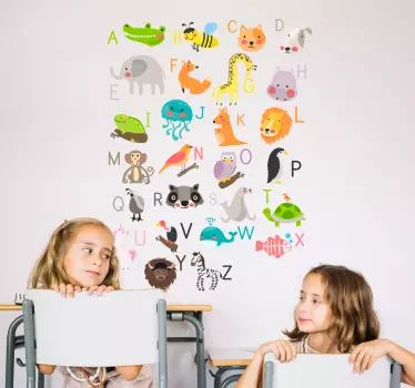 Vinilo educativo alfabeto animal inglés - TenVinilo