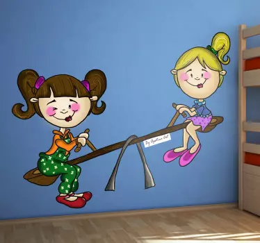 vinilo infantil amigas balancin - TenVinilo