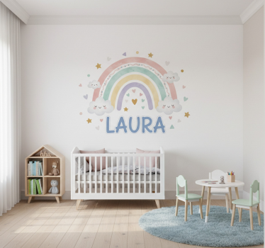 Vinilo infantil arcoíris personalizado con nombre - TenVinilo