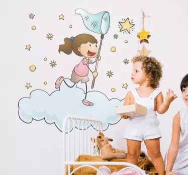 Vinilo infantil atrapando una estrella - TenVinilo