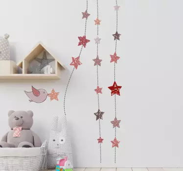 Vinilo infantil ave colgantes estrellas - TenVinilo