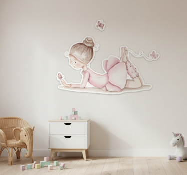 Vinilo infantil bailarina con mariposas - TenVinilo