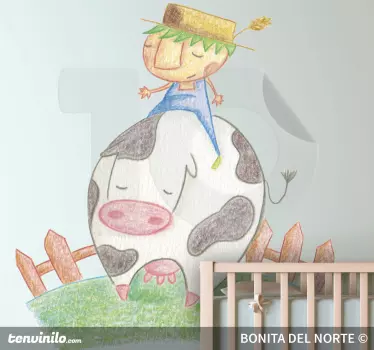 Vinilo infantil Beto y vaca - TenVinilo