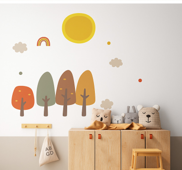 Vinilo infantil bosque bohemio en otoño - TenVinilo
