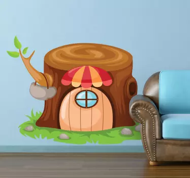 Vinilo infantil casa tronco árbol - TenVinilo