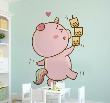 Vinilo para niños cerdo unicornio de dibujos - TenVinilo
