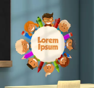 Vinilo infantil círculo niños colegio - TenVinilo