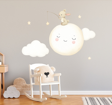 Vinilo infantil conejo en la luna - TenVinilo