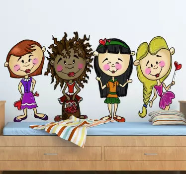 Vinilo infantil cuatro amigas - TenVinilo
