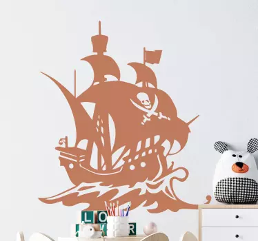 Vinilo infantil dibujo barco pirata - TenVinilo