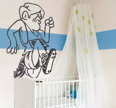Vinilo infantil dibujo línea corredor - TenVinilo