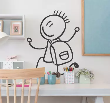 Vinilo infantil dibujo línea mochila - TenVinilo