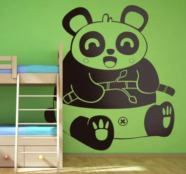 Vinilo infantil dibujo panda riendo - TenVinilo