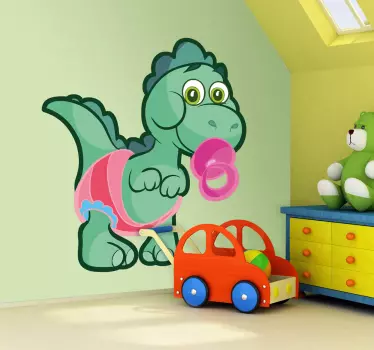 Vinilo infantil dinosaurio bebé verde - TenVinilo