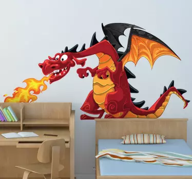 Vinilo infantil dragón escupefuegos - TenVinilo