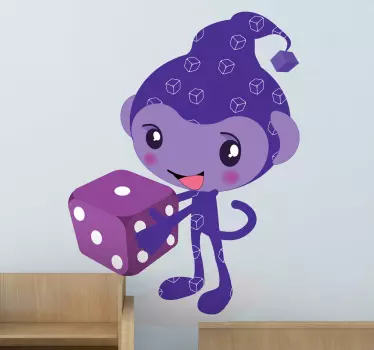 Vinilo infantil duende cubo lila - TenVinilo