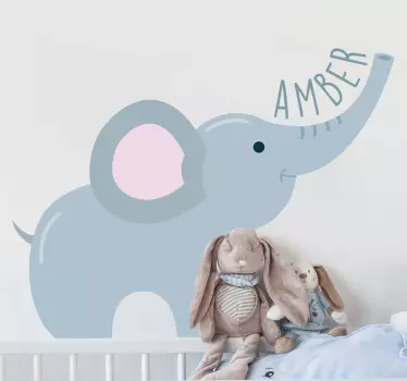 Vinilo pared elefante con nombre - TenVinilo
