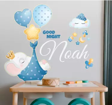 Vinilo infantil elefante con nombre - TenVinilo
