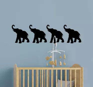 Vinilo infantil elefante en silueta alzando trompa - TenVinilo