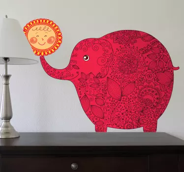 Vinilo infantil elefante feliz con sol - TenVinilo