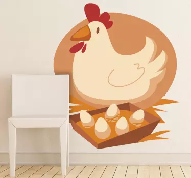 Vinilo infantil gallina y huevos - TenVinilo