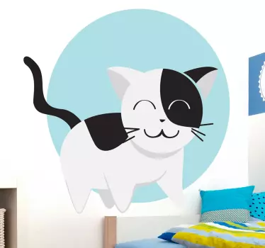Vinilo infantil gato círculo - TenVinilo